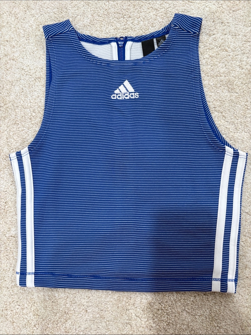 adidas Blue & White Womens Striped tank Top
